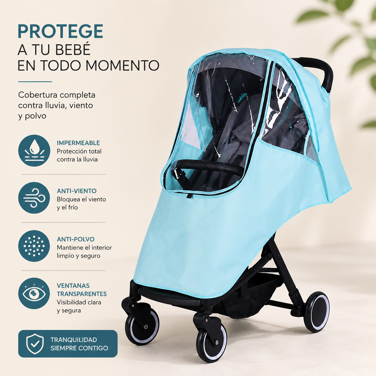 protector impermeable para Carreola azul blanco y rosa C