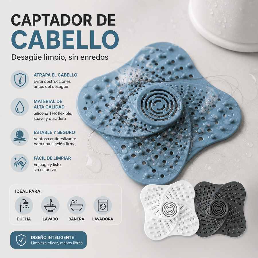 Filtro atrapa pelo para fregadero, inodoro o desagüe