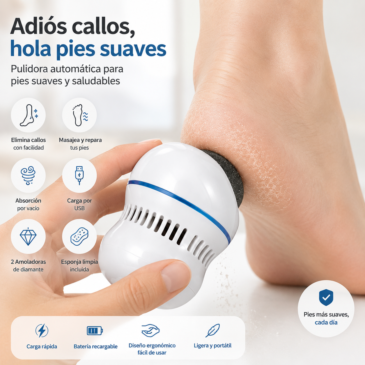 Máquina eléctrica multifuncional para limar pies, removedor de piel muerta y callos