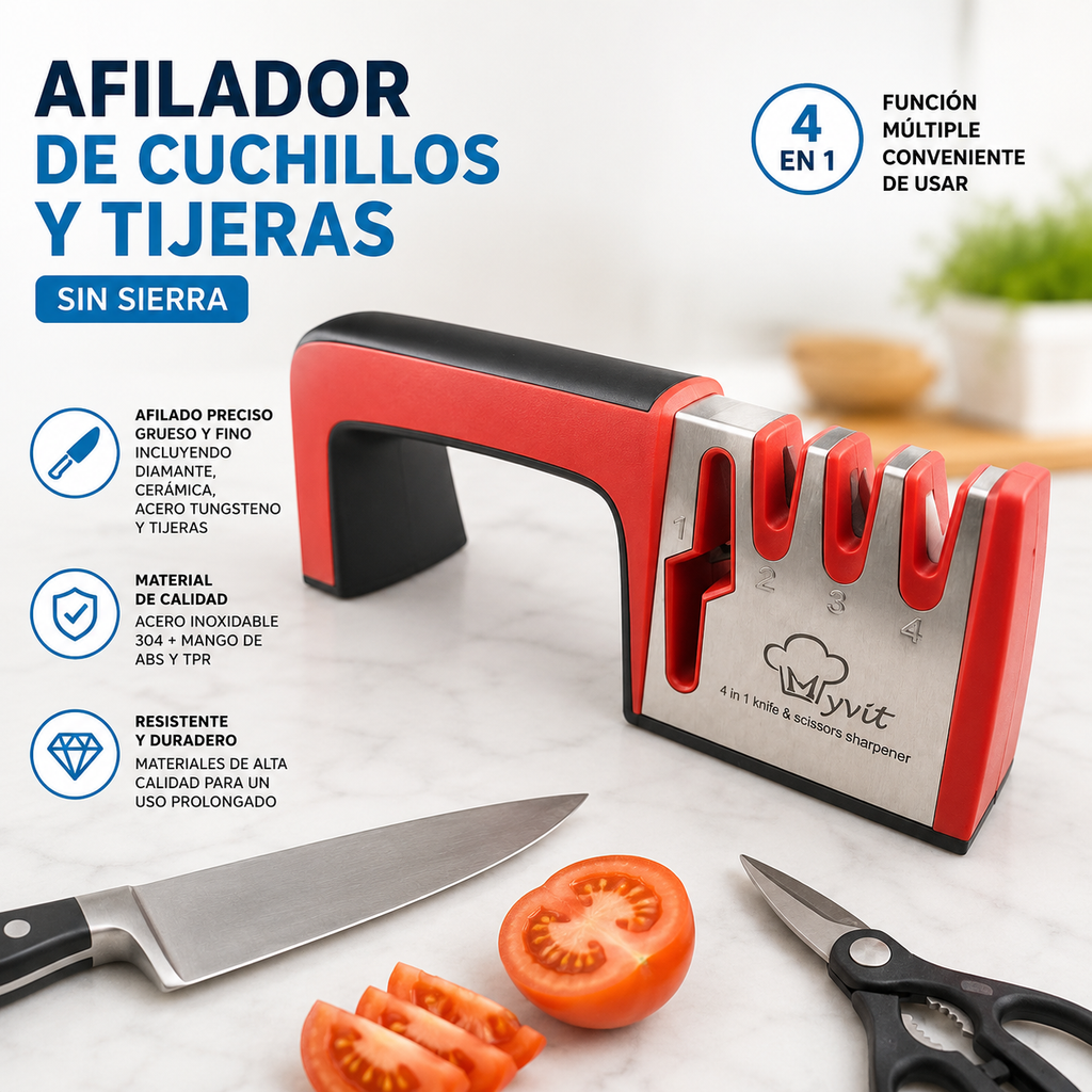 Afilador de cuchillos 4 en 1