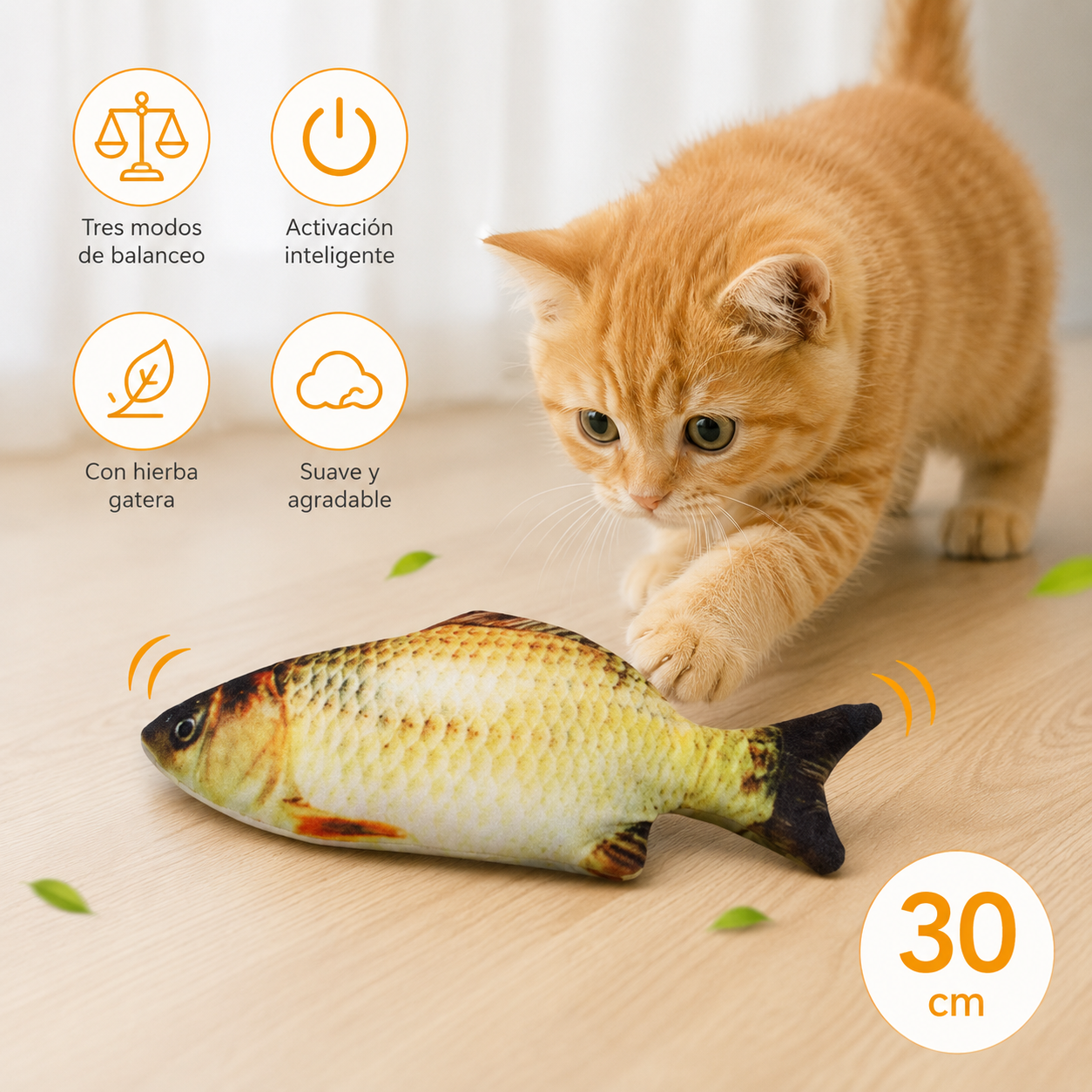 Pez eléctrico con movimiento para reducir el estrés de tu mascota.