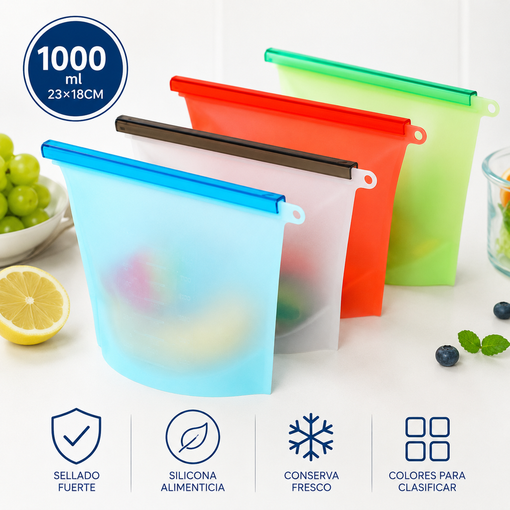 Bolsa de conservación de silicona, bolsa sellada al vacío, bolsa de almacenamiento de alimentos, bolsa para almacenamiento de frutas en refrigerador