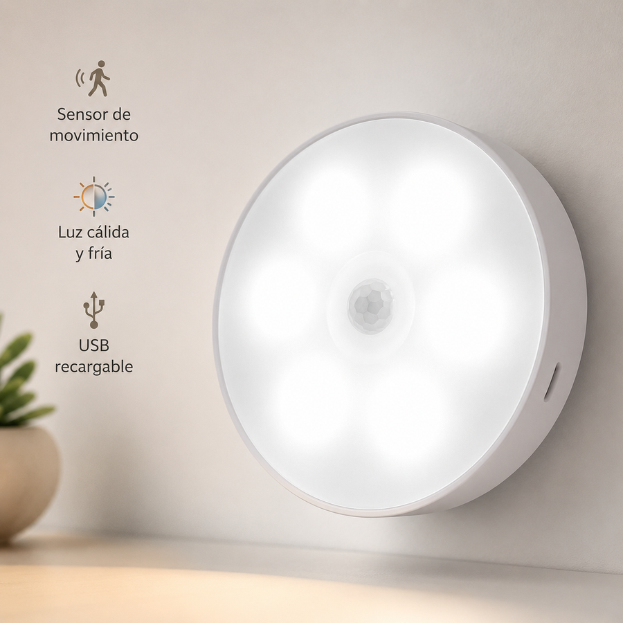 Lámpara LED inalámbrica recargable con sensor de movimiento