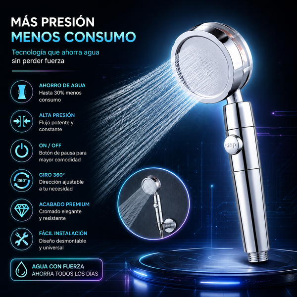 Regadera de Alta Presión ahorra agua