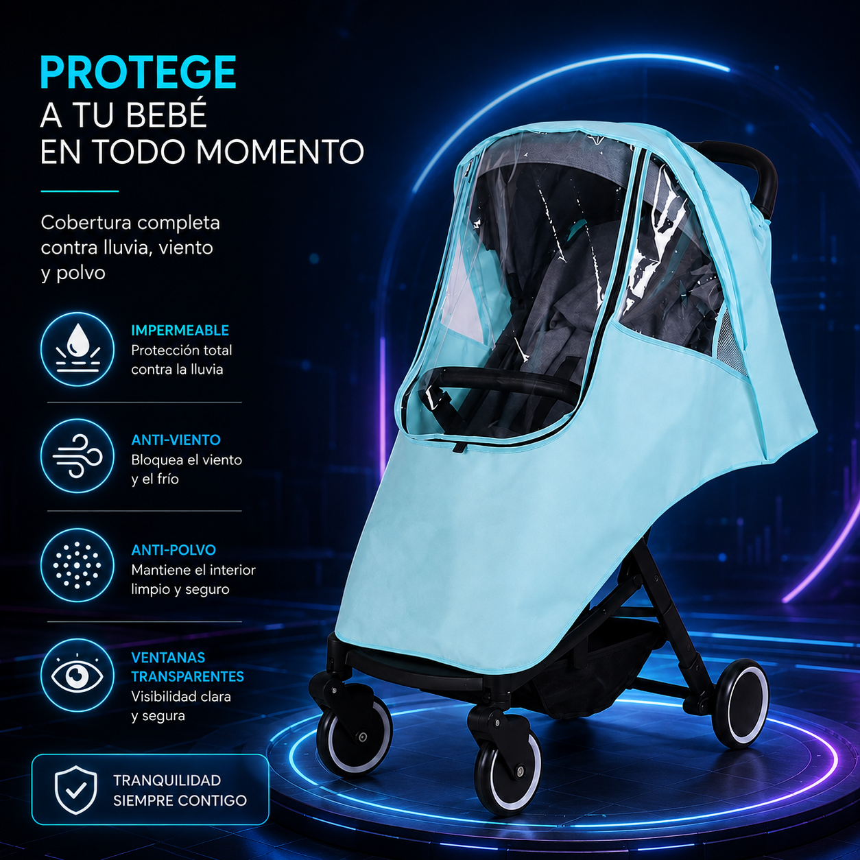 protector impermeable para Carreola azul blanco y rosa C